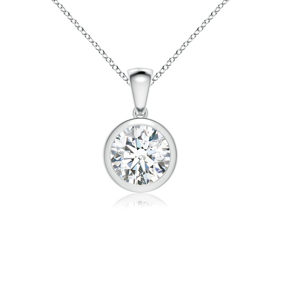 Bezel-Set Round Lab-Grown Diamond Solitaire Pendant