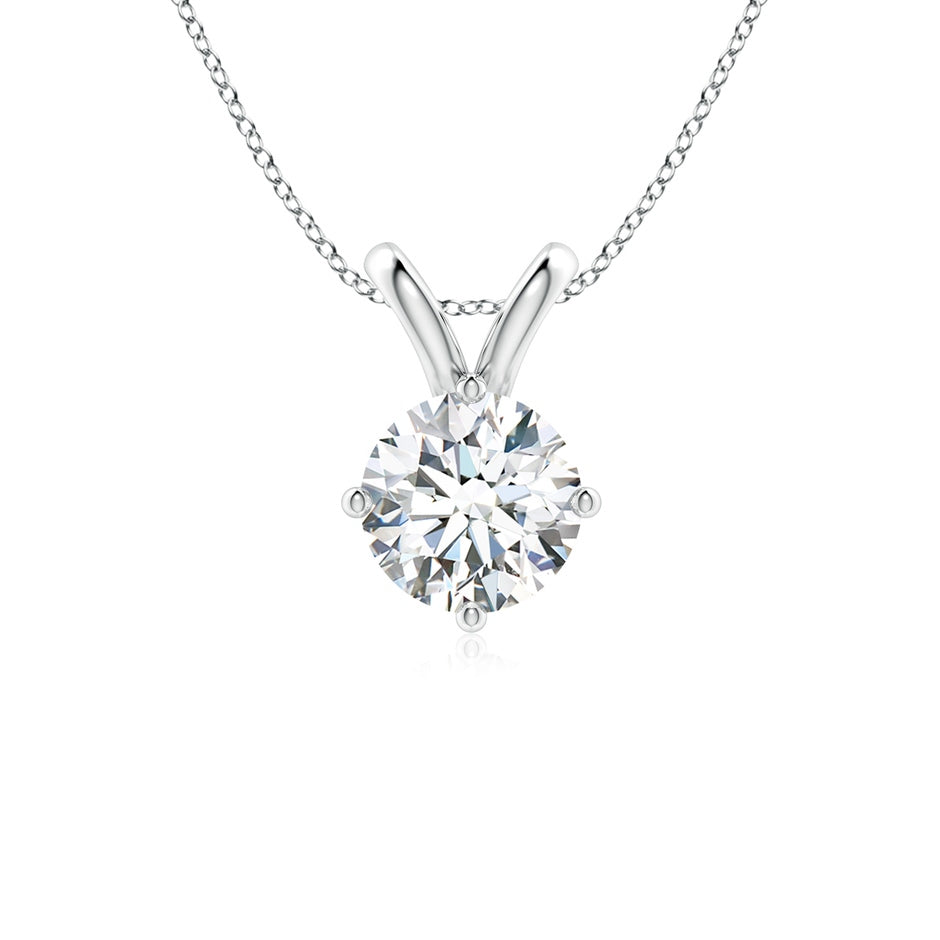 Round Prong-Set Lab-Grown Diamond Solitaire V-Bale Pendant