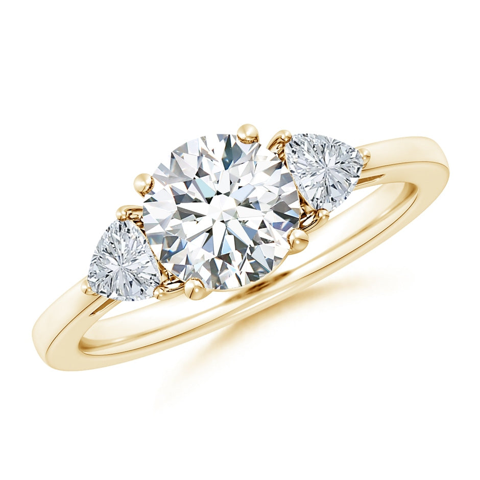 Lab-Grown Round and Trillion Diamond Three Stone Reverse Tapered Shank Engagement Ring