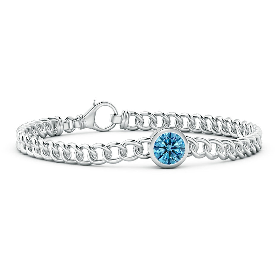 Bezel-Set Round Lab-Grown Fancy Intense Blue Diamond Chain Bracelet