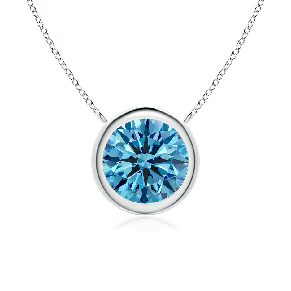 Bezel-Set Round Lab-Grown Fancy Intense Blue Diamond Solitaire Necklace