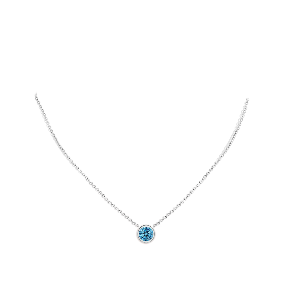 Bezel-Set Round Lab-Grown Fancy Intense Blue Diamond Solitaire Necklace