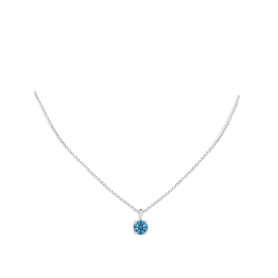 Classic Solitaire Prong-Set Round Lab-Grown Fancy Intense Blue Diamond Pendant