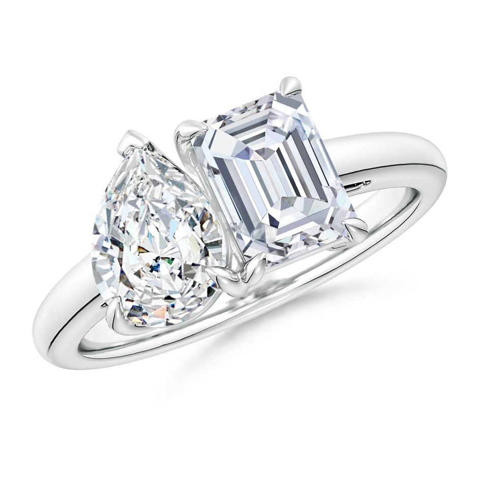Lab-Grown Emerald-Cut & Pear Diamond Two-Stone Engagement Ring