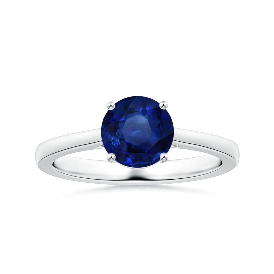 GIA Certified Round Sapphire Solitaire Ring with Reverse Tapered Shank