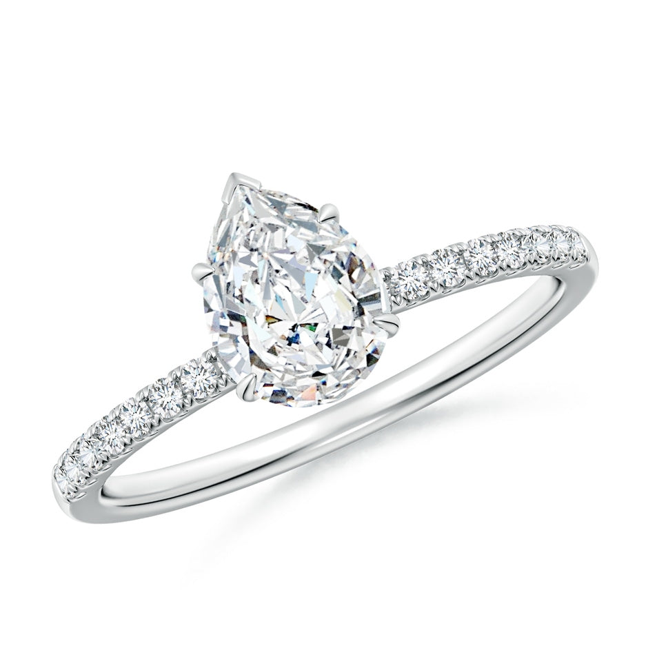 Lab-Grown Pear-Shaped Diamond Hidden Halo Engagement Ring