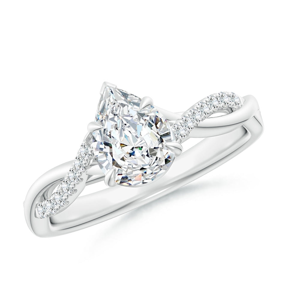 Lab-Grown Pear-Shaped Diamond Twisted Shank Engagement Ring