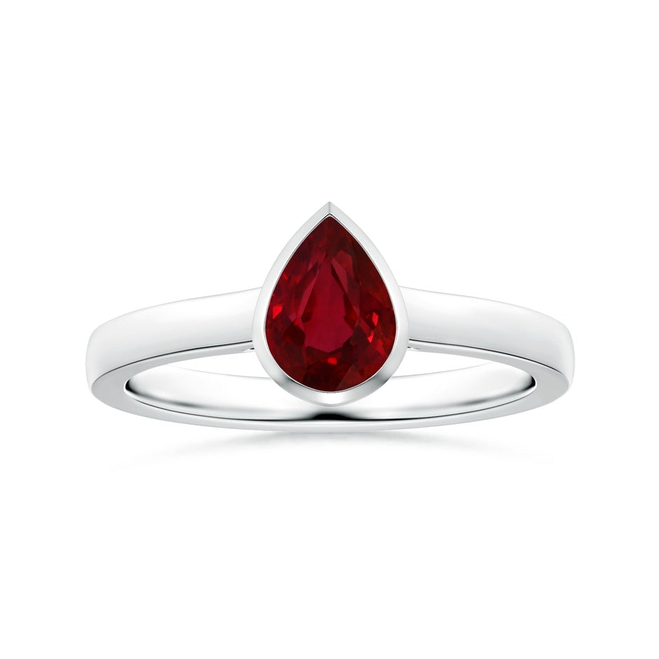 Bezel-Set GIA Certified Pear-Shaped Ruby Solitaire Ring