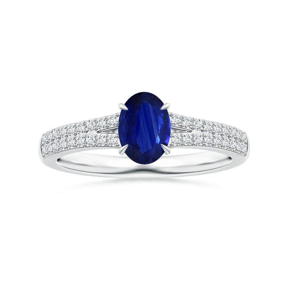 GIA Certified Claw-Set Oval Sapphire Ring with Diamond Split Shank