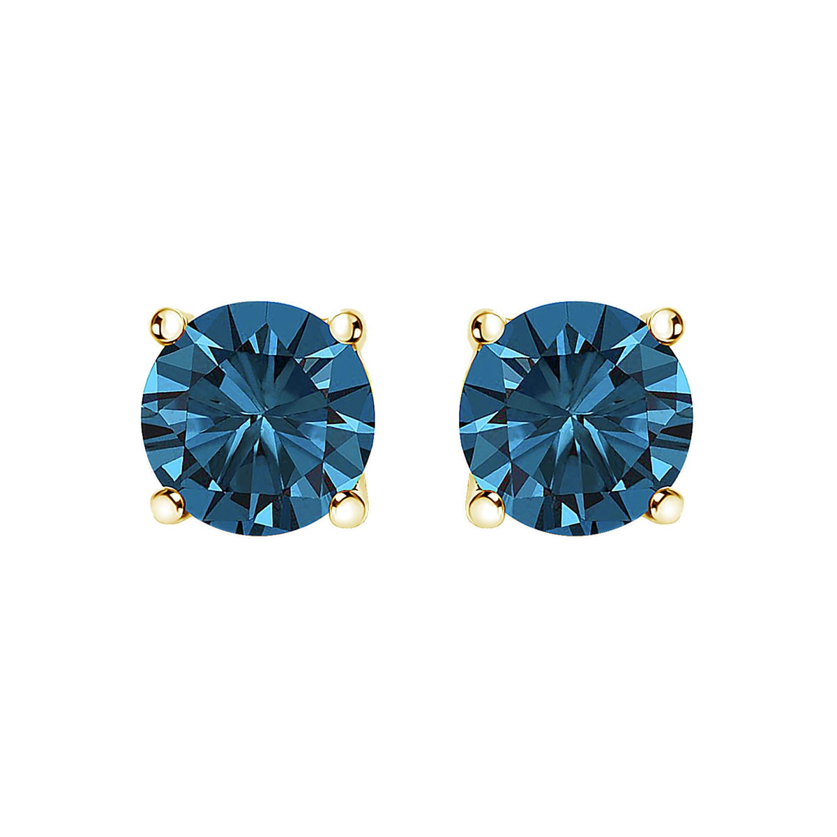 14K Gold Blue Lab Grown Diamond Stud Earrings with Screw Backs