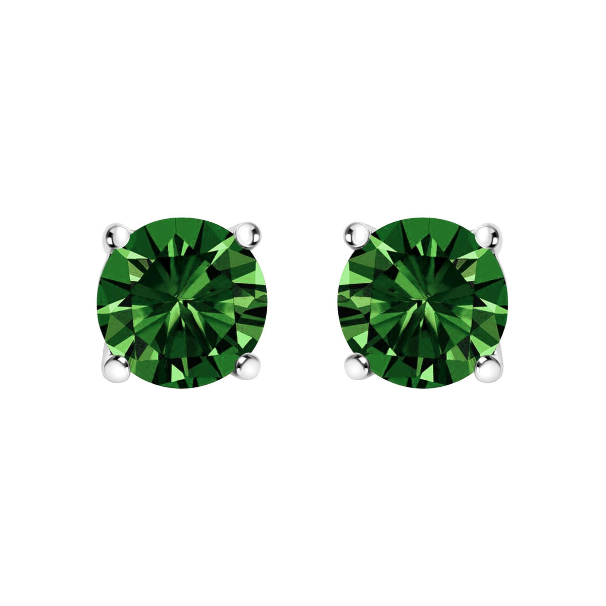 14K Gold 1/2 Cttw Lab Grown Green Diamond Classic Solitaire Stud Earrings with Pushback