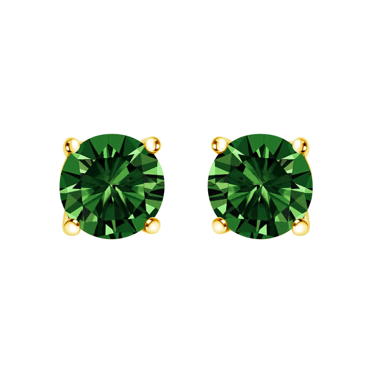 14K Gold 1/2 Cttw Lab Grown Green Diamond Classic Solitaire Stud Earrings with Pushback