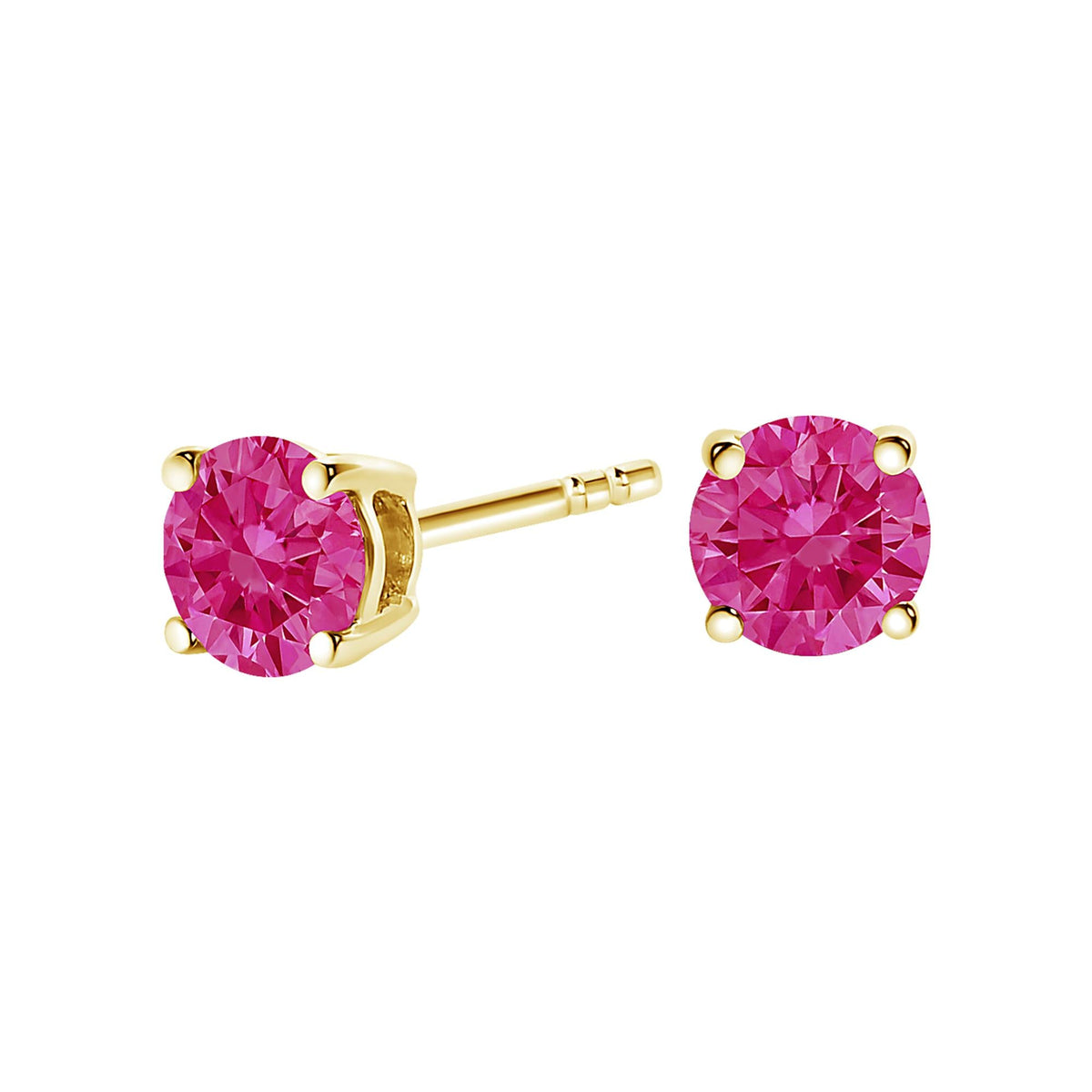 14K Gold 1/2 Cttw Round Lab Grown Pink Diamond Solitaire Stud Earrings