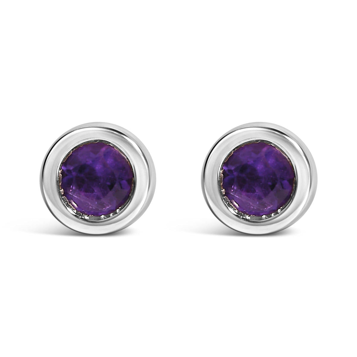 .925 Sterling Silver Bezel Set 3.5mm Created Gemstone Solitaire Stud Earrings