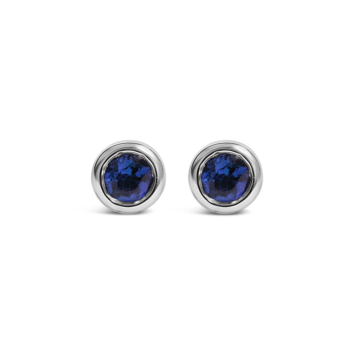 .925 Sterling Silver Bezel Set 3.5mm Created Gemstone Solitaire Stud Earrings