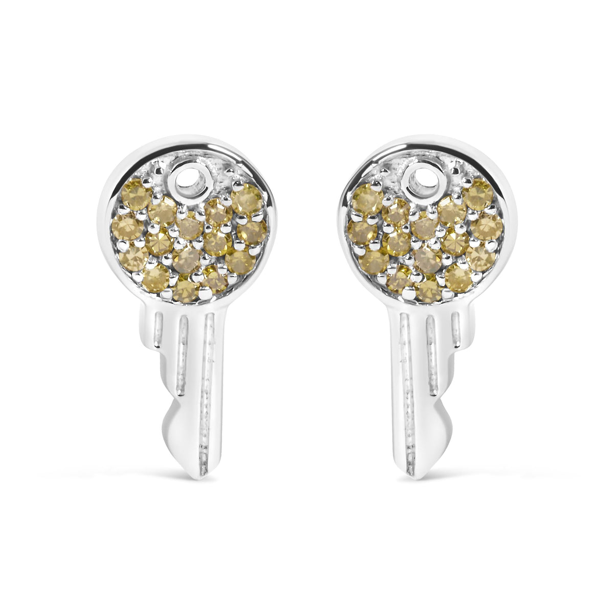 925 Sterling Silver 1/6ct TDW Yellow Treated Diamond Charm Earrings