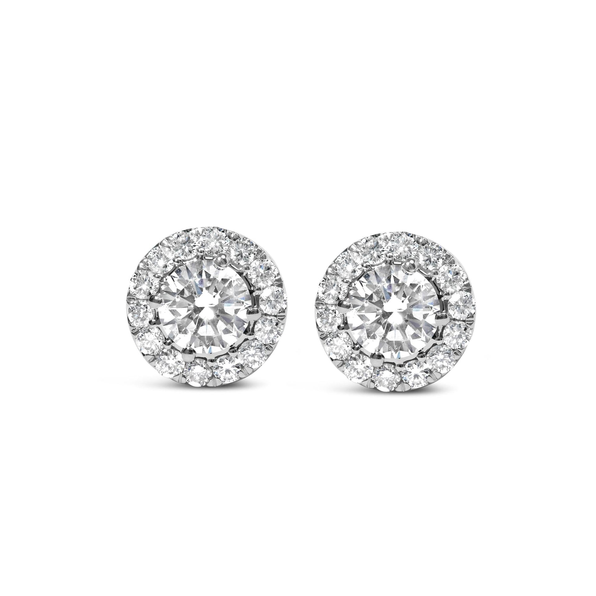 14K White Gold 3.0 Cttw Lab-Grown Diamond Hidden Halo Stud Earrings
