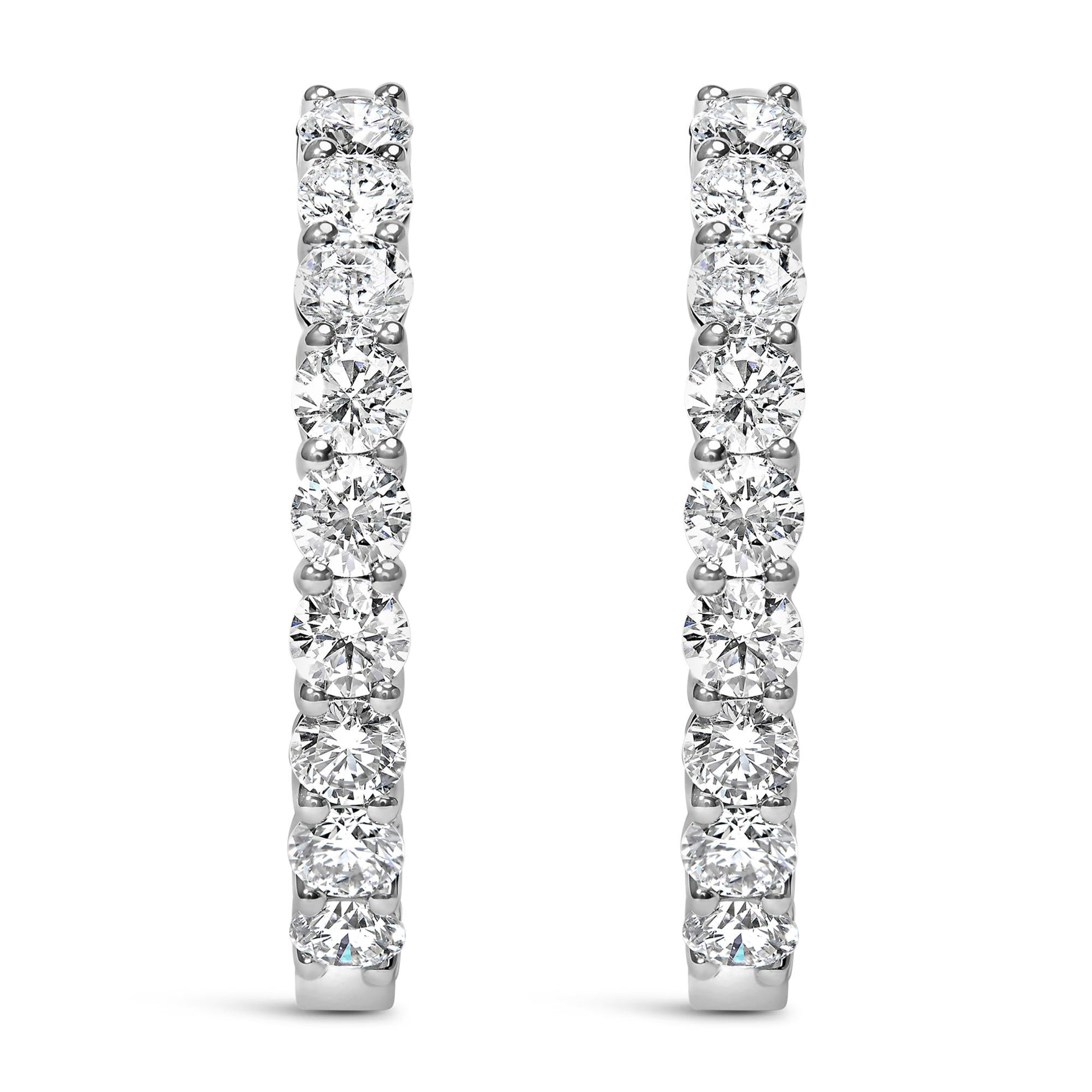 14K White Gold 3.00 Cttw Inside Out Lab Grown Diamond Hoop Earrings