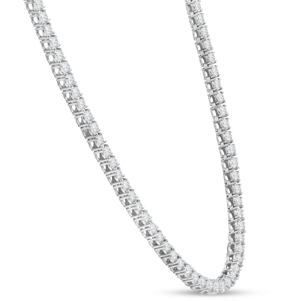 23 Ct TW Round Cut lab Grown Diamond Tennis Necklace 14K White Gold 18'