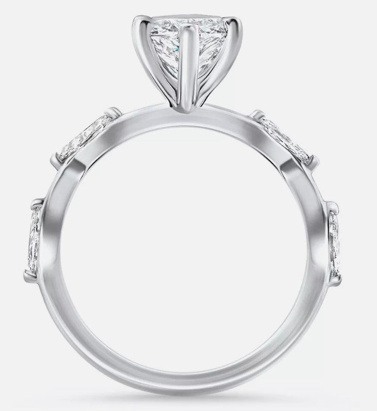 Certified 3.40ct Marquise Diamond Engagement Ring 14k White Gold Lab Grown