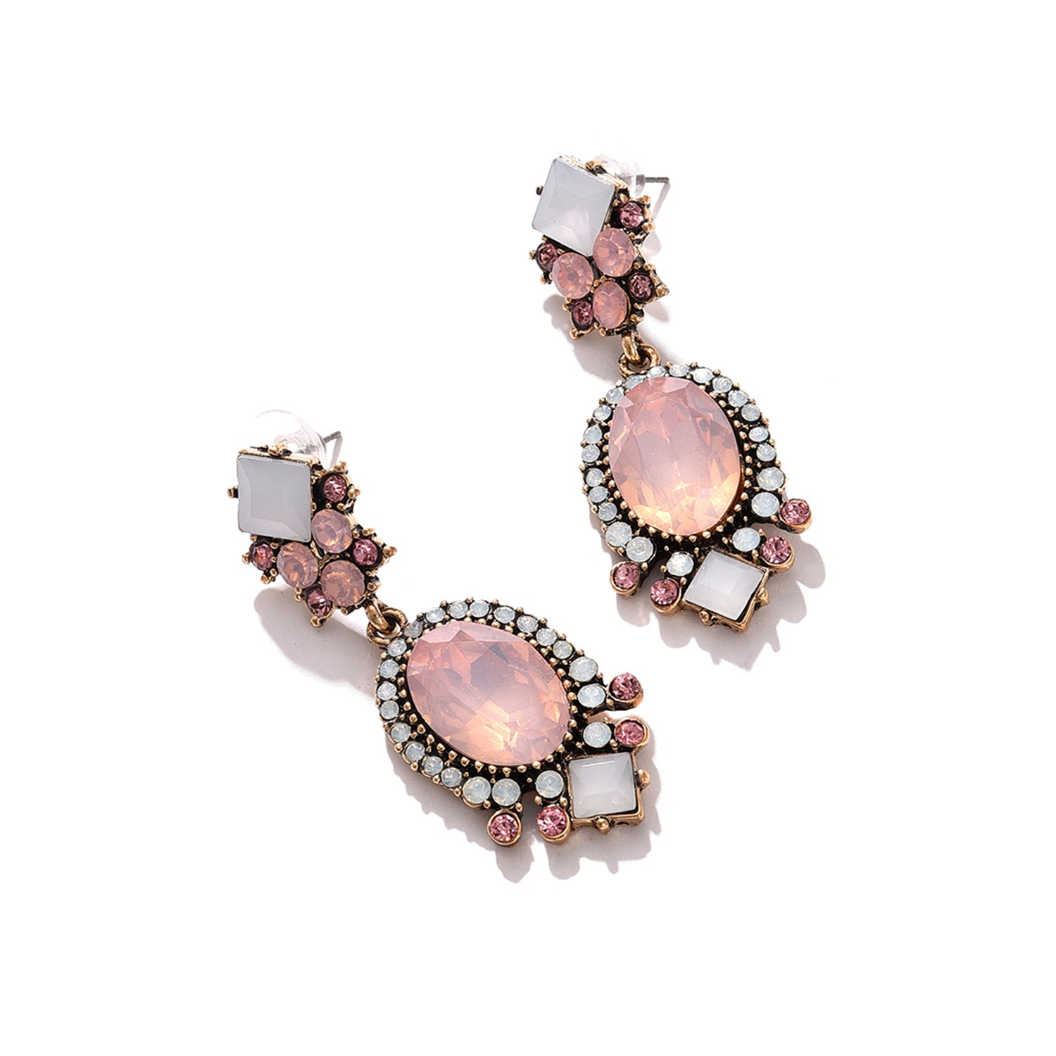 Pink Color Gold Plated Designer Stone Drop Earring For Women's