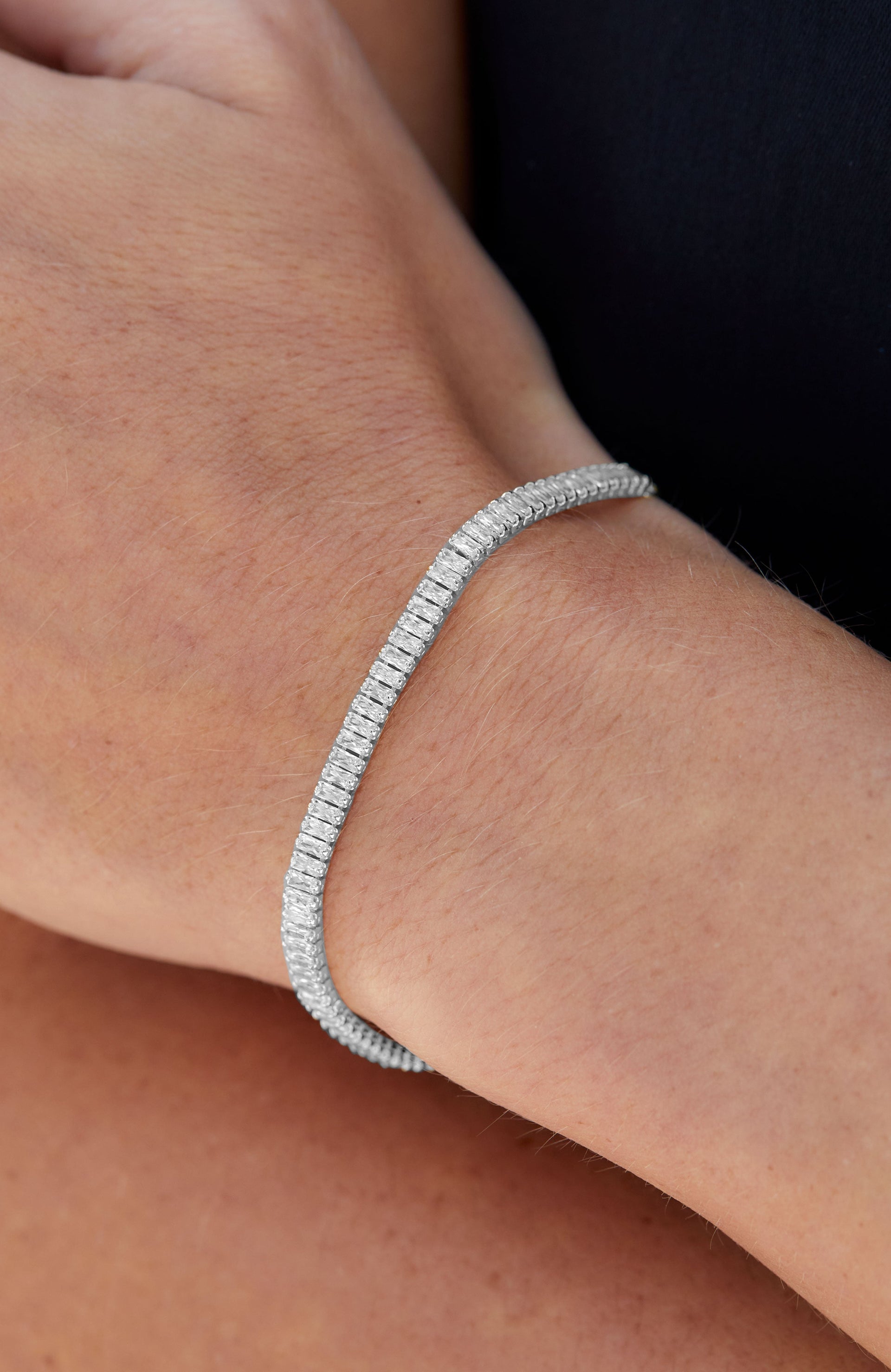 Rhodium Baguette Bracelet