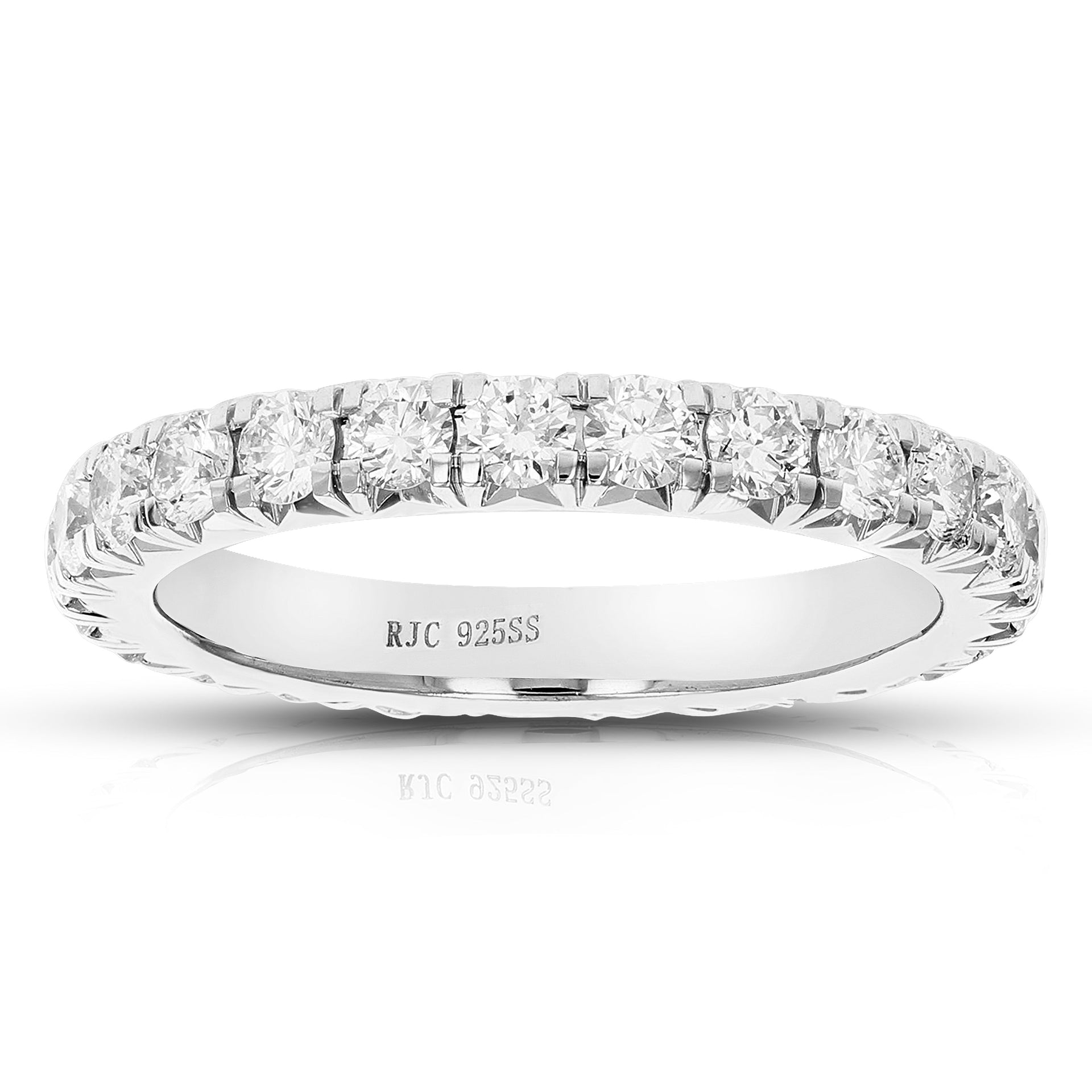 1.50 Cttw Lab Created Diamond Wedding Band 925 Sterling Silver Prong