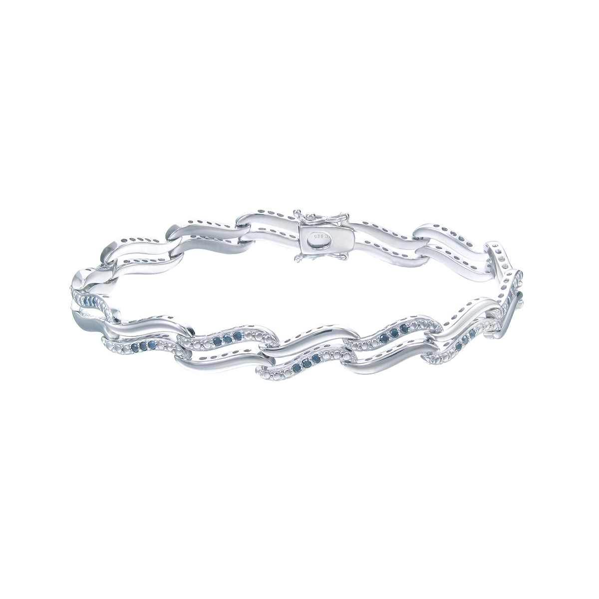 1/2 cttw Blue Diamond Tennis Bracelet .925 Sterling Silver With Rhodium Infinity