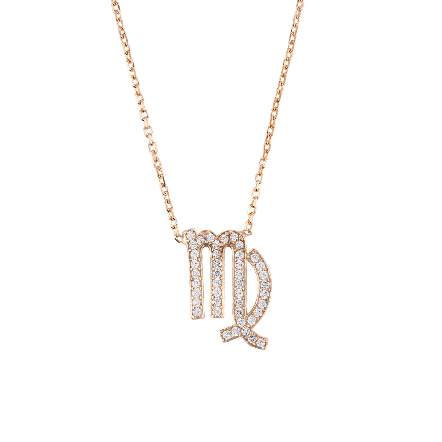 Zodiac Star Sign Pendant Necklace Rose Gold Virgo