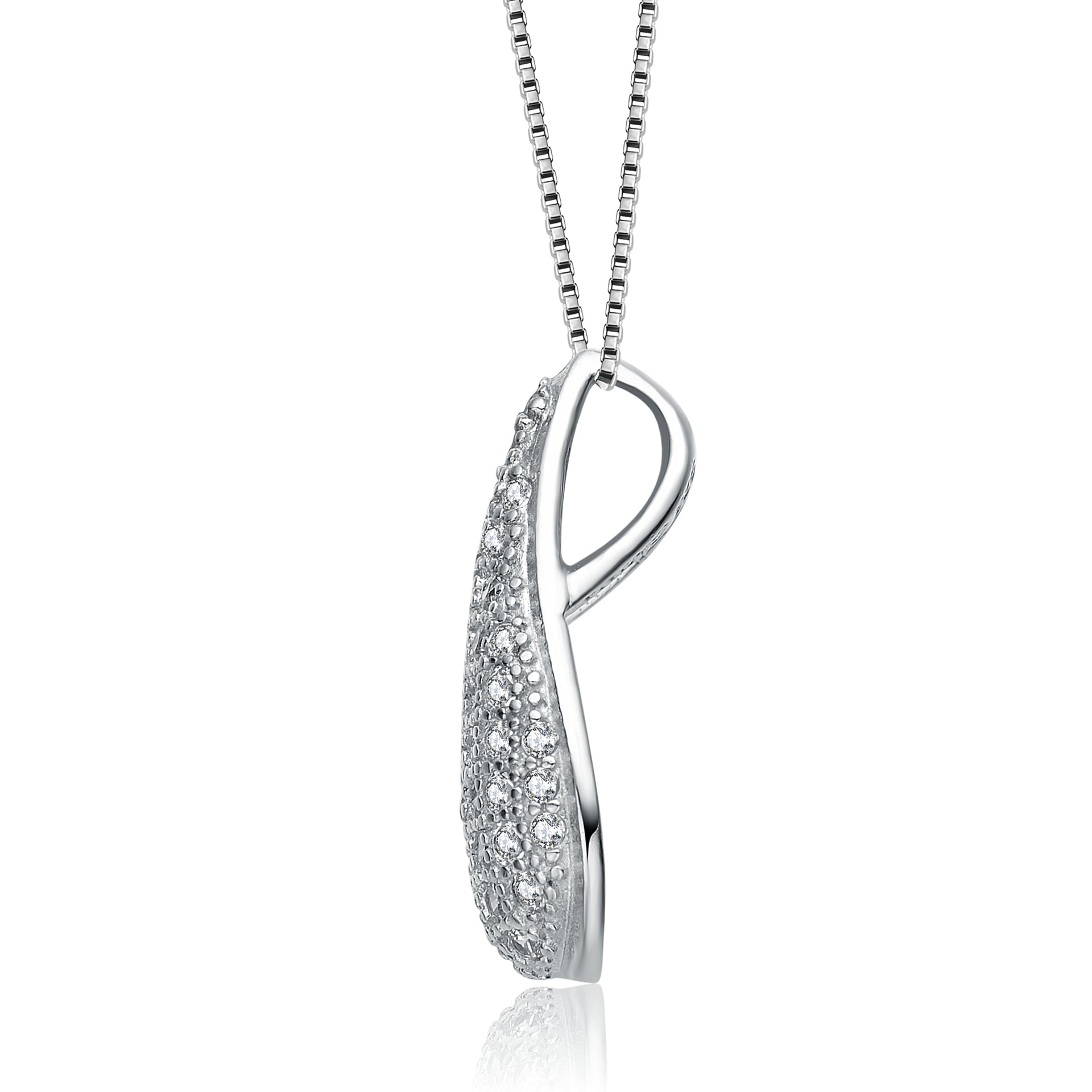 Sterling Silver Small White Cubic Zirconia Teardrop Pendant