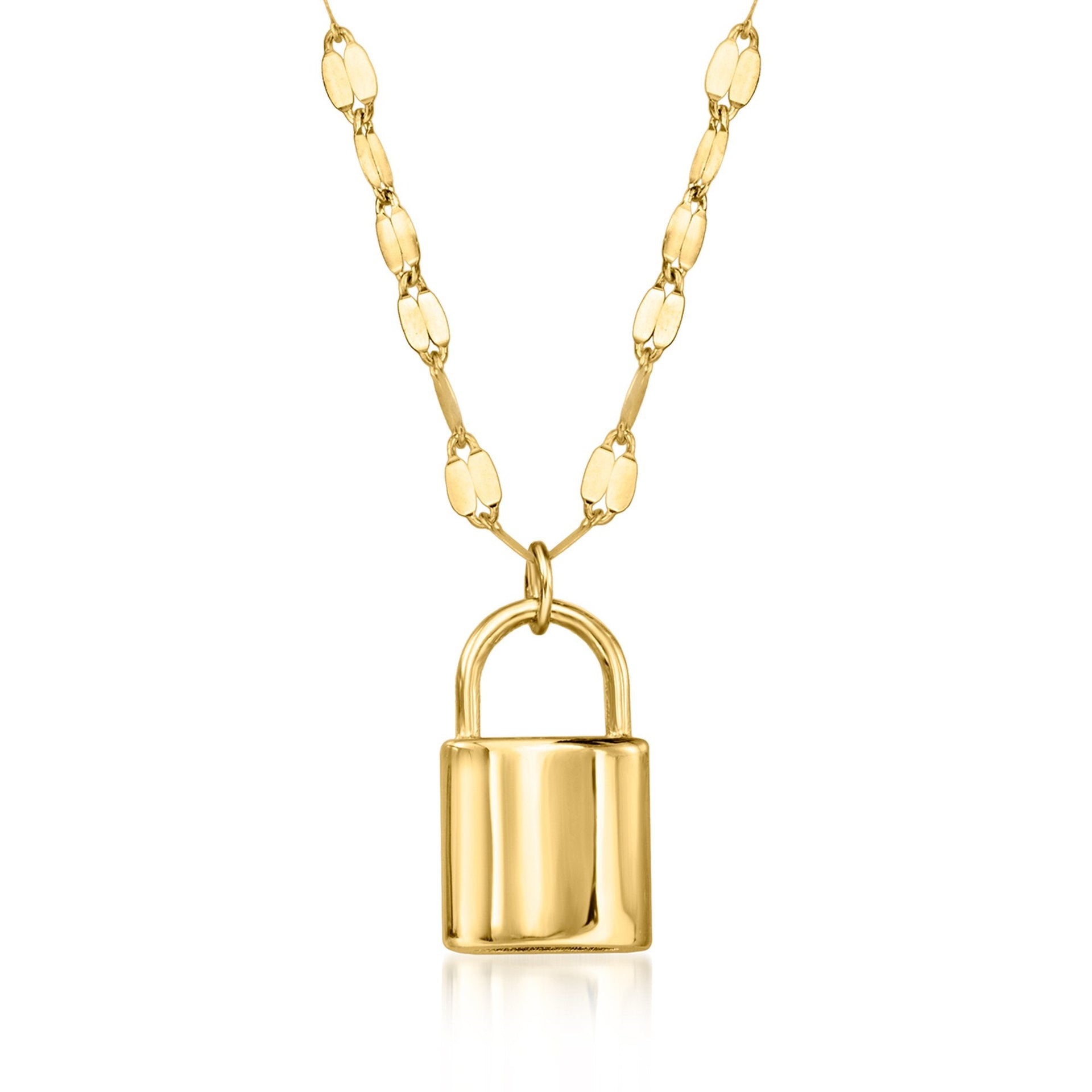 Canaria Italian 10kt Yellow Gold Puffed Lock Necklace