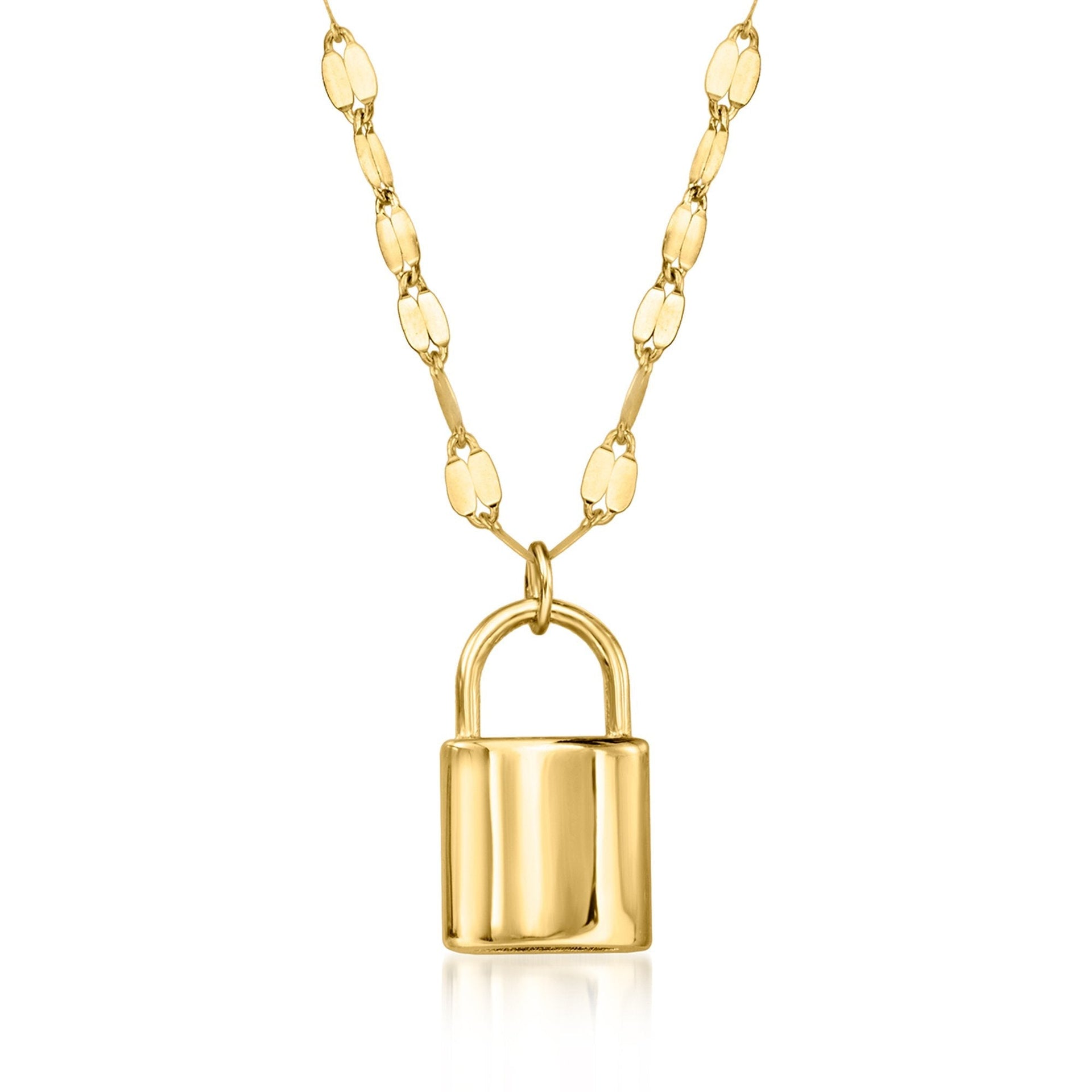 Canaria Fine Jewelry Italian 10kt Yellow Gold Puffed Lock Necklace