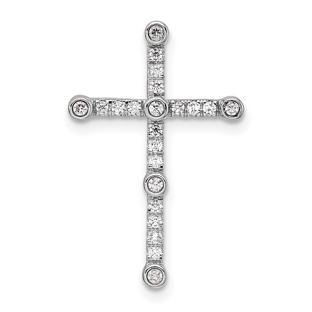 14K White Gold Lab Grown Diamond Cross Chain Slide Pendant (0.2ct VS G-H)