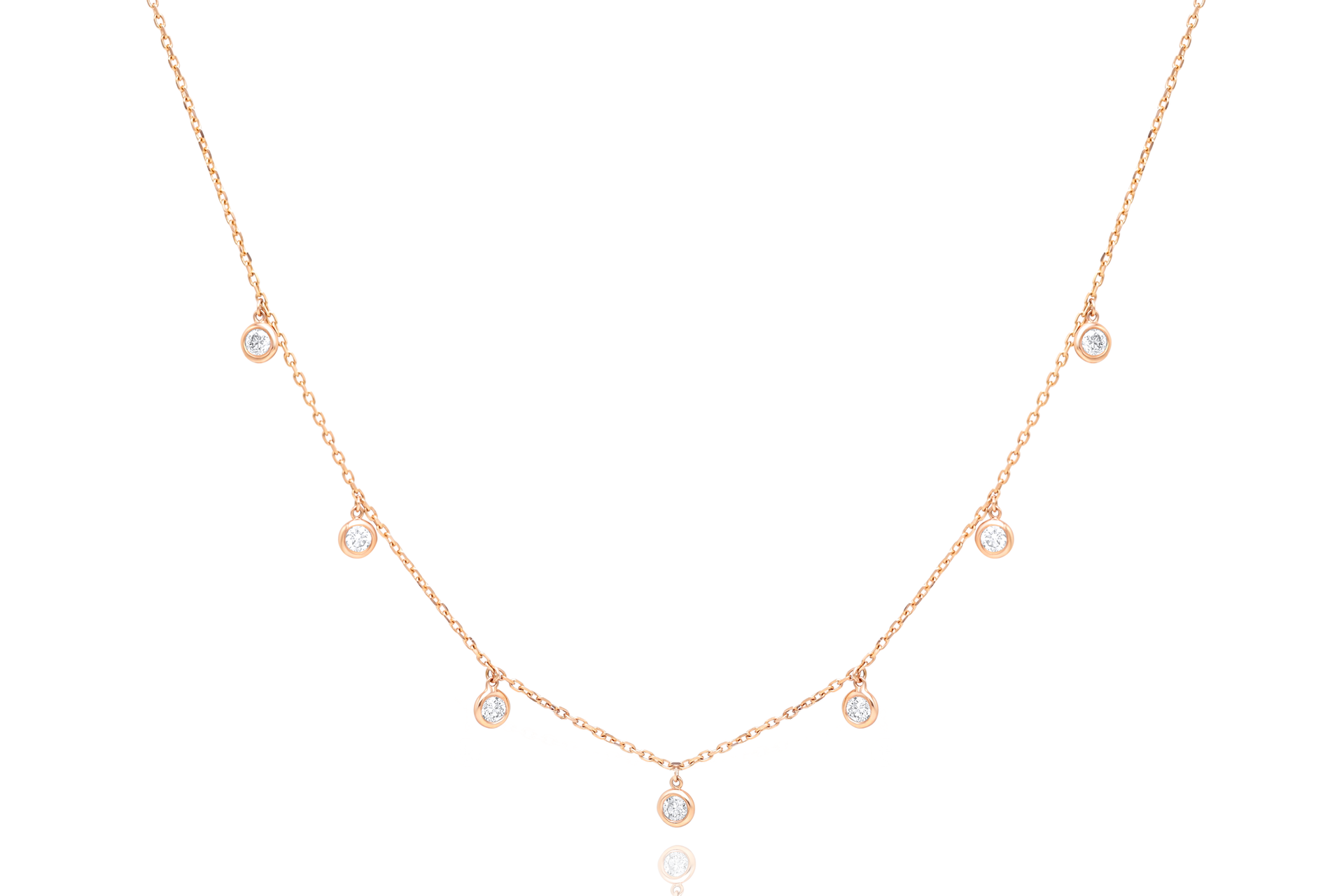 14kt white gold, 17' diamonds-by-the-yard necklace featuring 0.75 cts tw round diamonds