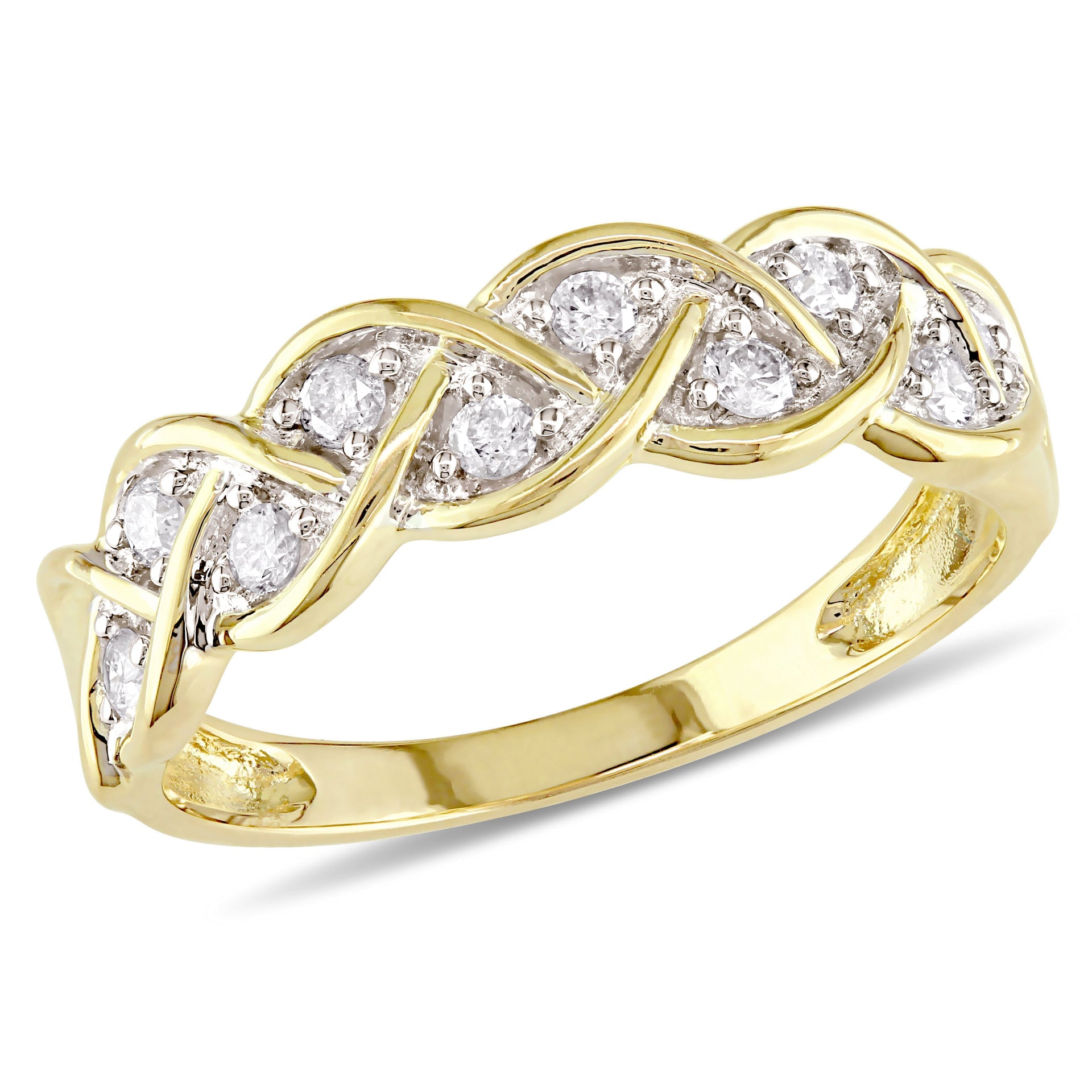 1/4 ct TW Pave Diamond Braided Anniversary Band in 10k Yellow Gold