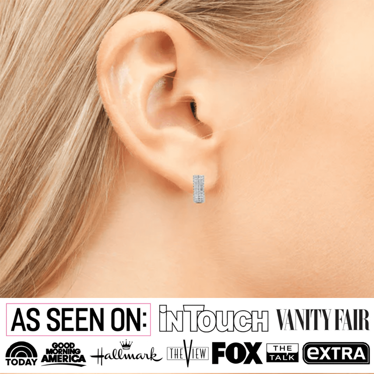 Pixie 18k White Gold Plated 17mm Hoop Earrings with Simulated Diamond Crystals