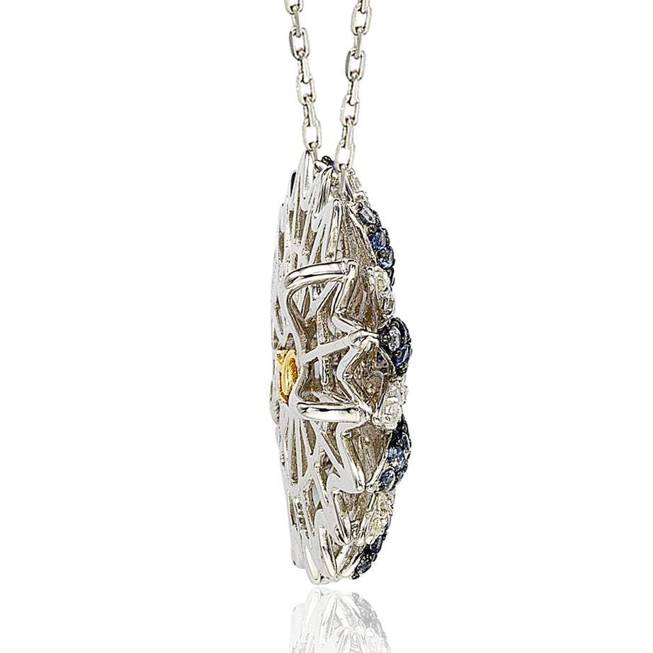 Suzy Levian Sapphire and Diamond Accent in Sterling Silver Pendant