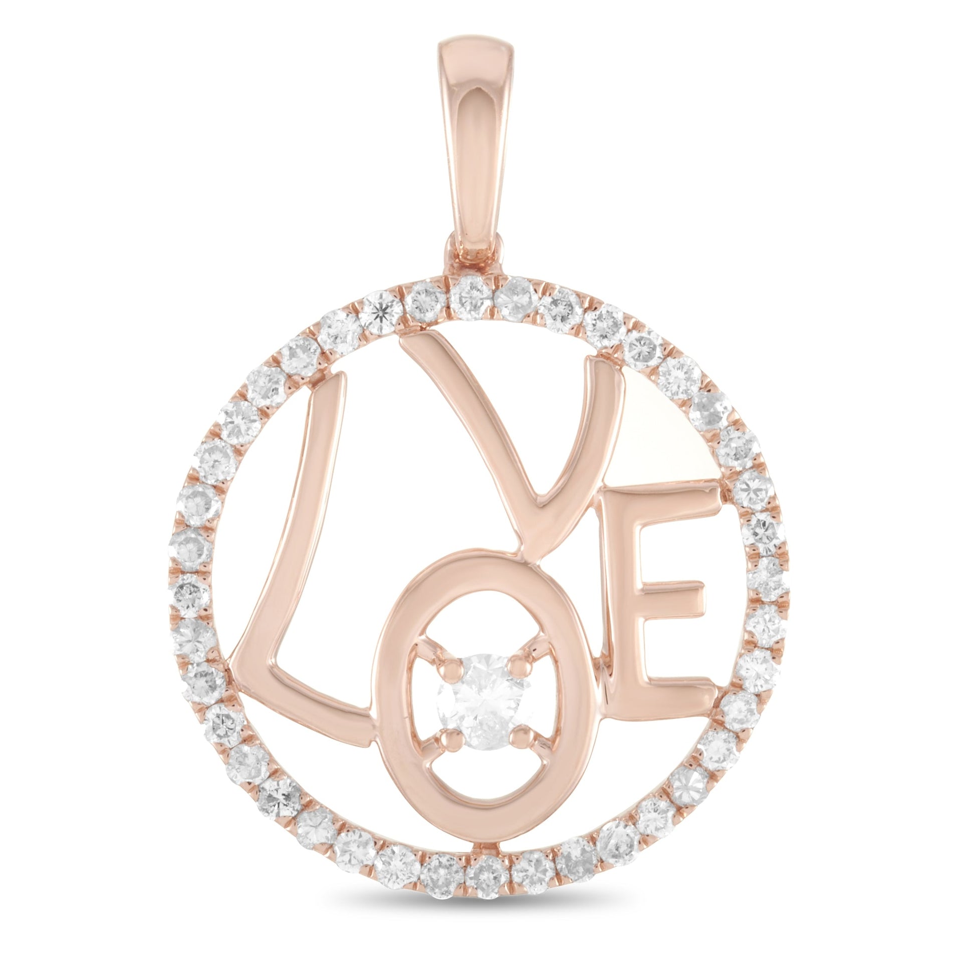 14K Rose Gold 0.30 ct Diamond Pendant