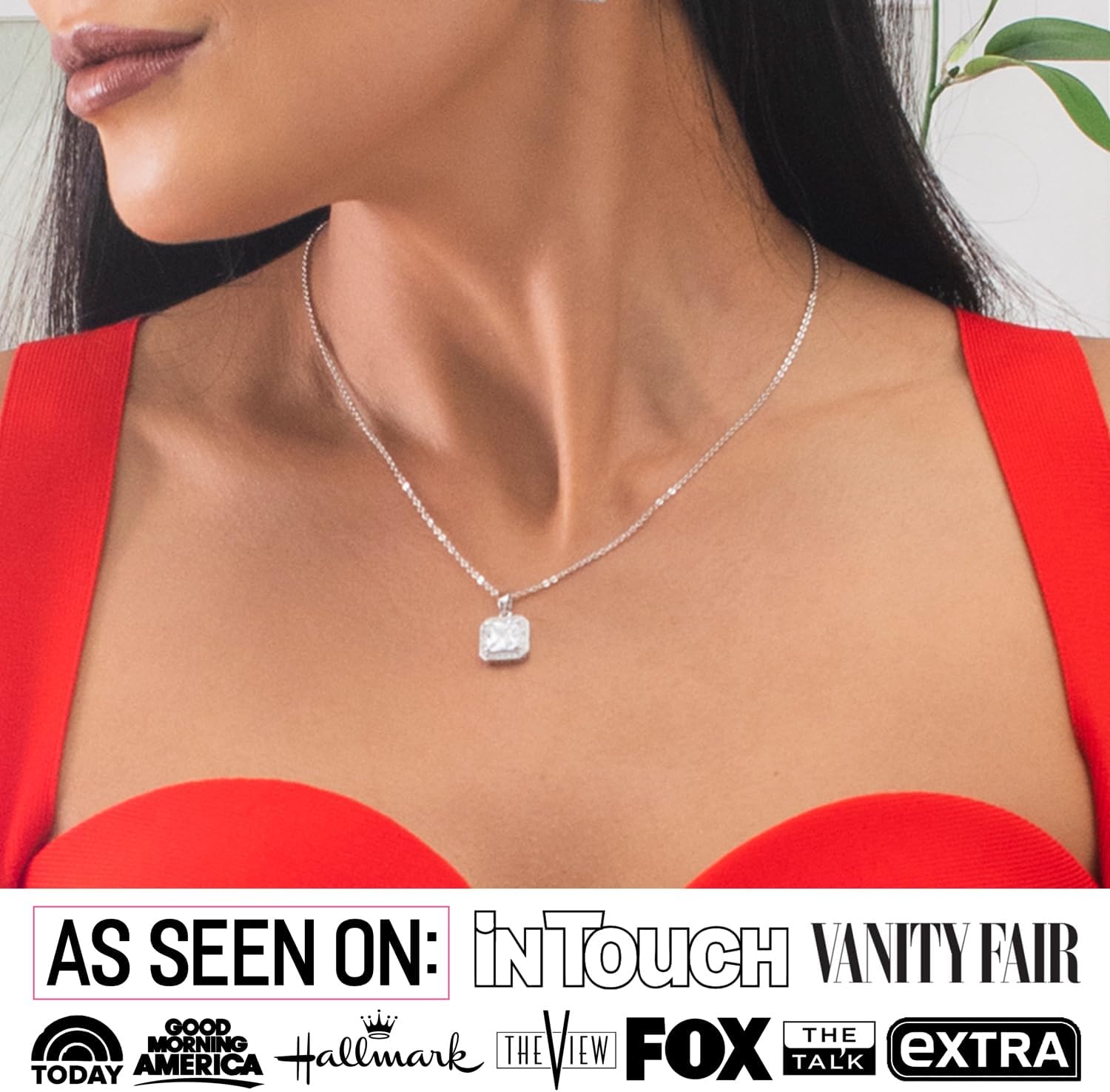 Ivy 18k White Gold Plated Halo Pendant Necklace with Simulated Diamond Crystals