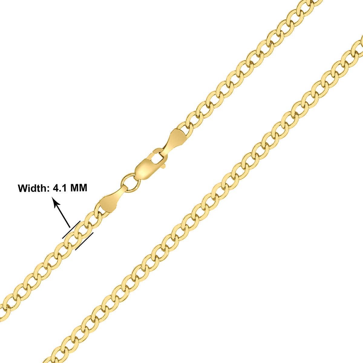 14K Yellow Gold Filled 4.1Mm Curb Link Chain With Lobster Clasp - 18 Inch