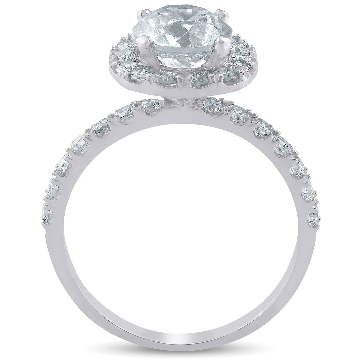 2ct Round Diamond Cushion Halo Engagement Ring 14k White Gold