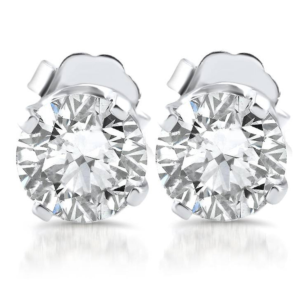 1.10ct Diamond Studs 14k White Gold Clarity Enhanced