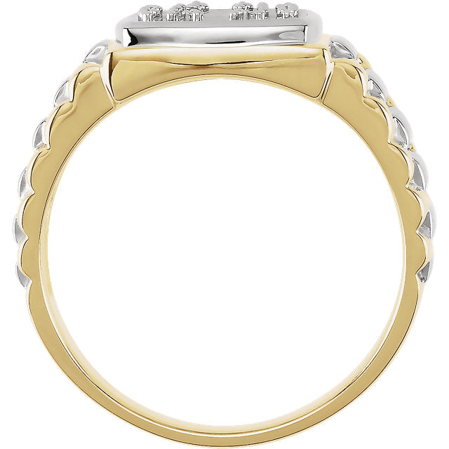 3/8ct Diamond Mens Ring 14k White & Yellow Gold Two Tone