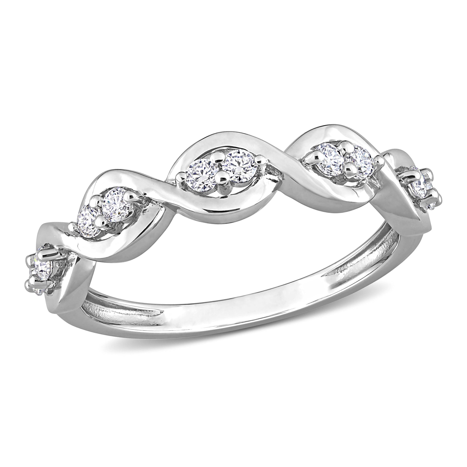 Mimi & Max 1/4ct DEW Created Moissanite Anniversary Ring in Sterling Silver