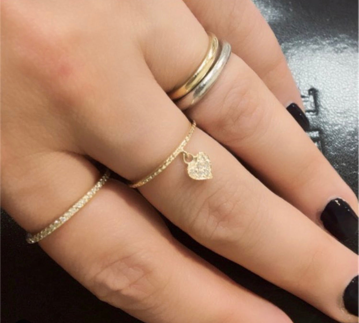 Diamond Dangle Heart Ring