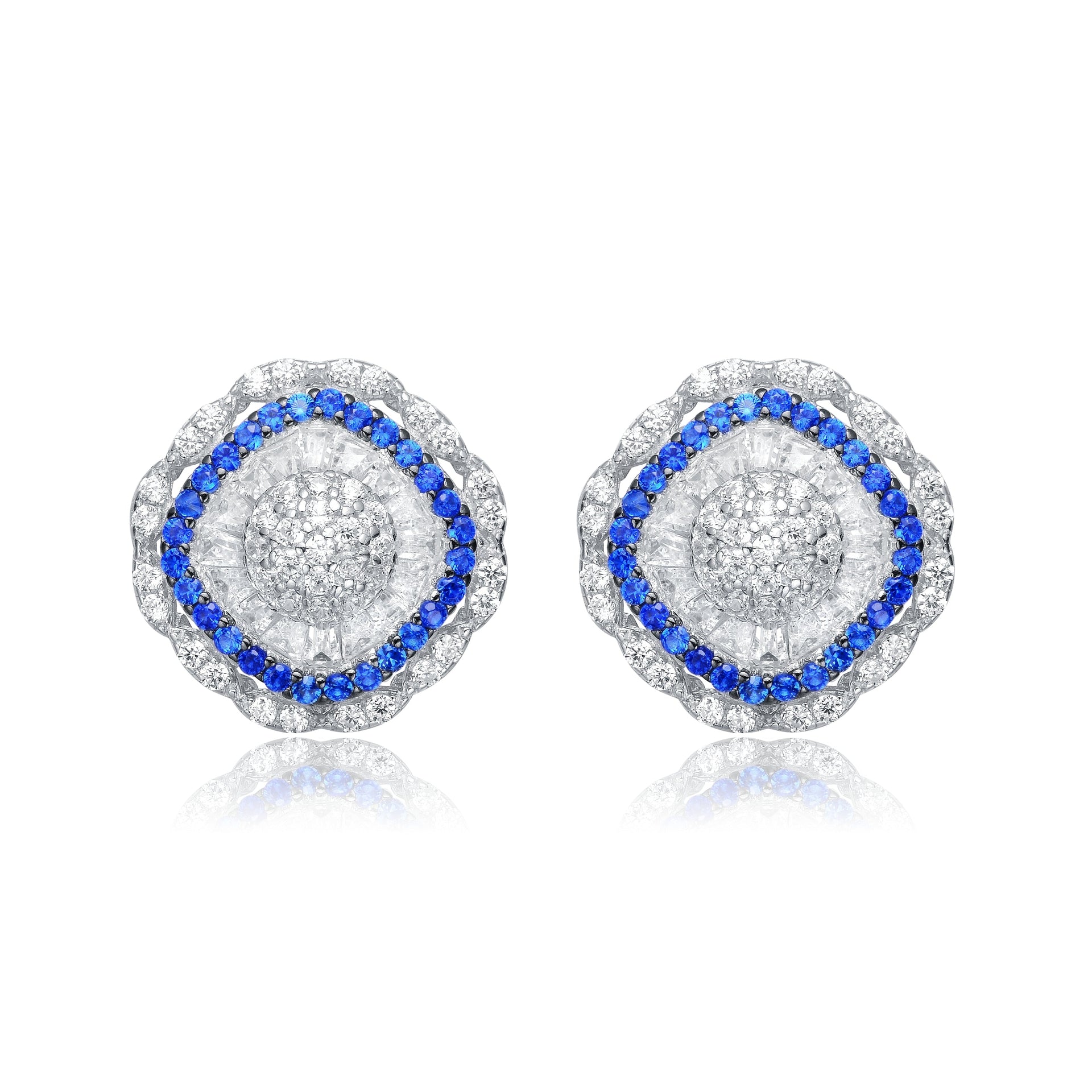 Sterling Silver Cubic Zirconia Curvy Stud Earrings