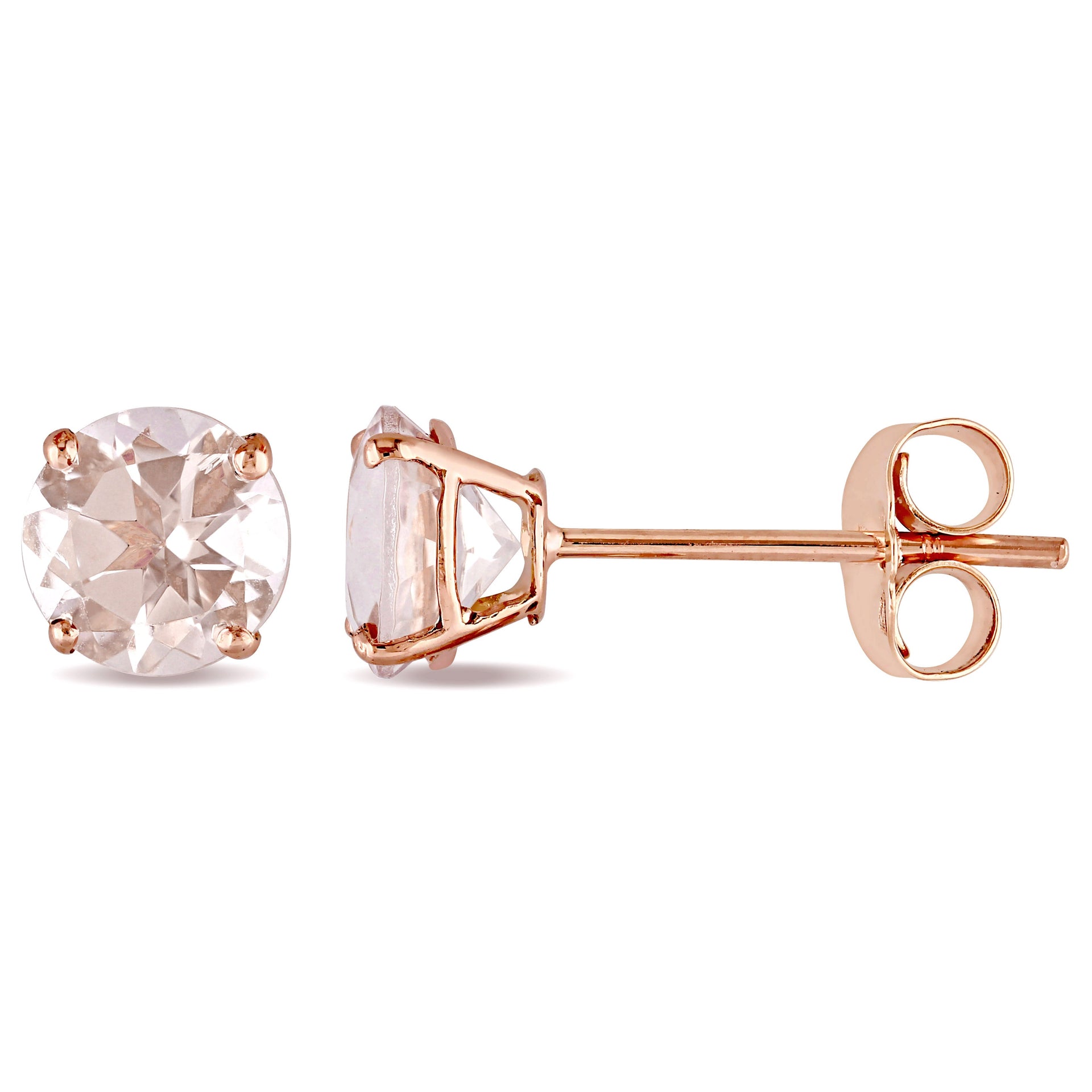 1ct TW Morganite Solitaire Stud Earrings in 14k Rose Gold