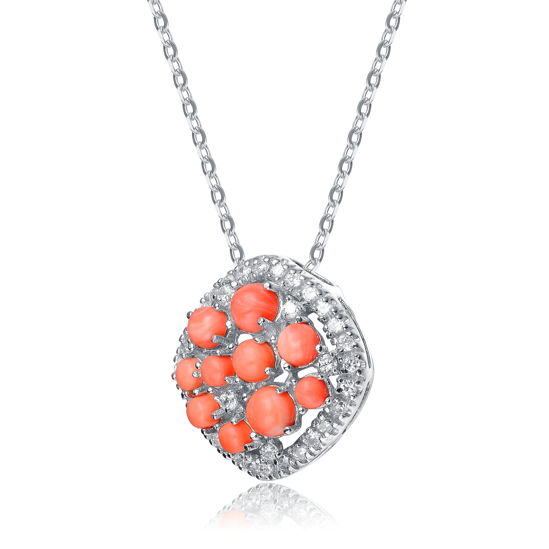 Sterling Silver Red Cubic Zirconia Unique Style Pendant