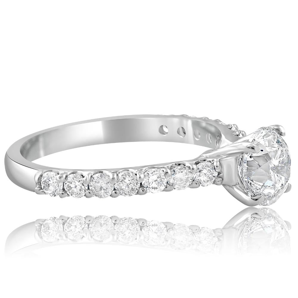 Platinum 1 1/4 Ct TDW Round Round Cut Diamond Engagement Ring