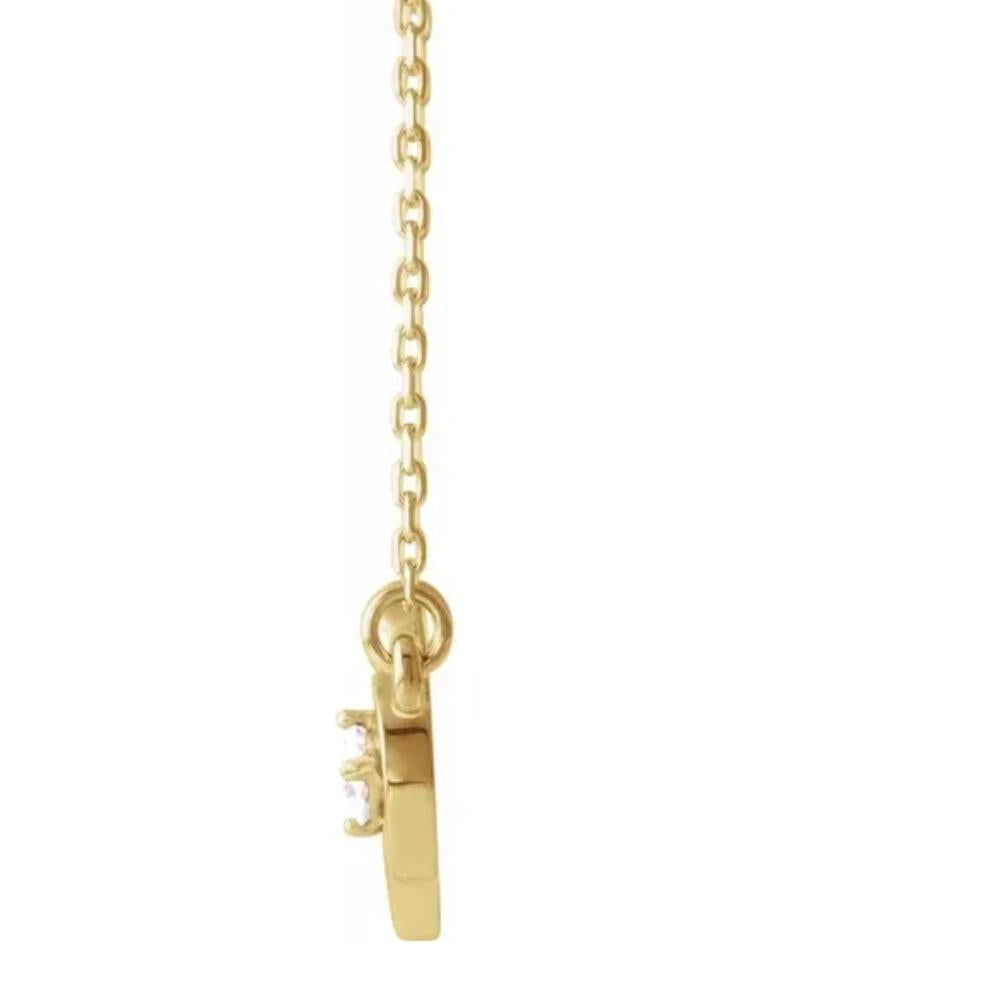 14k Yellow Gold Solitaire Heart Shaped Infinity Pendant 18' Necklace